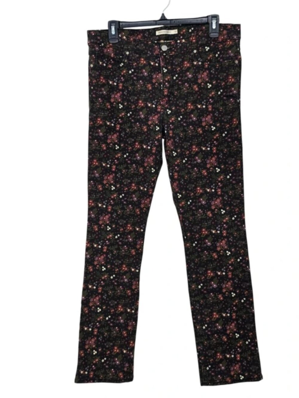 Levi's 314 Shaping Straight Black & Red Ditsy Floral Print Jeans Size 32